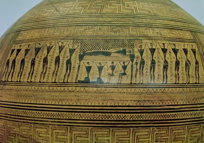Dipylon Amphora, Funerary Urn in the Geometric Style from the Kerameikos Necropolis (detail) by Greek
